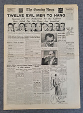 THE EVENING NEWS WW2 NUREMBERG TRAILS GOERING HESS RIBBENTROP 1946 NEWSPAPER picture