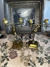 PAIR OF ANTIQUE FRENCH GILT BRONZE CANDLE HOLDERS, NEOCLASSICAL STYLE 19 Th picture