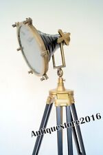 VINTAGE INDUSTRIAL MARINE SPOT LIGHT ANTIQUE FLOOR LAMP WITH BLACK TRIPOD GIFT picture