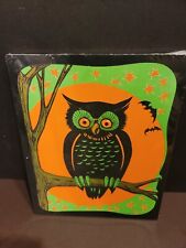 Vintage Halloween BEISTLE Owl on Branch Fluorescent Die Cut Decoration 1970 2018 picture