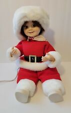 Vintage 1991 Telco Motion-ettes Christmas Sitting Doll Brunette Santa Outfit  picture