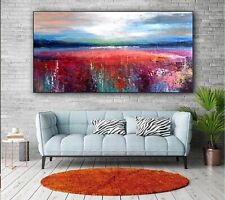 Sale Abstract Multi-Colors Blue Red Waterfall 60H X 48W Painting $2,495 Now $995 picture