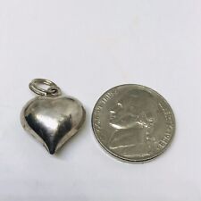 2g 925 STERLING SILVER PUFFY HEART CHARM ANTIQUE JEWELRY LOVE FINE picture
