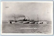USS Pocahontas Postcard RPPC Photo US Navy Dazzle c1910's Unposted Antique picture