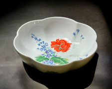 LIMOGES Ceralene A Raynaud France SCALLOP MELON BOWL Pavot Floral Poppy FLOWER picture