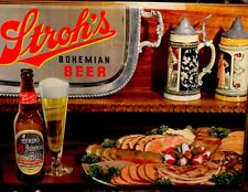 Vintage 1950’s Stroh’s beer sign~Looks like a tin type over cardboard-Large~ picture