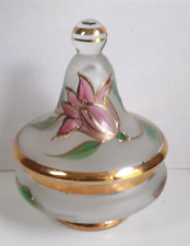 Bohemian Crystal Decorative Lidded Jar W/Raised Flowers Made In Czechoslovakia  picture
