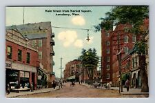 Amesbury MA-Massachusetts, Main Street From Market Square Vintage Postcard picture