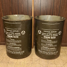 Vintage Cold War Civil Defense 17.5 Gallon Metal Drinking Water Barrel Drum 1963 picture