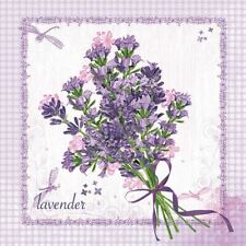 Two Individual Decoupage Paper Luncheon Napkins Lavender Flowers Bouquet New picture