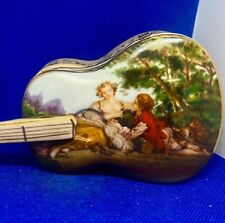 Vintage Lego Porcelain Guitar Victorian Lovers Trinket Music Box Plays see video picture