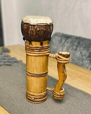 Vintage Handmade Hand Carved  Wood Tribal Ethnic African Drum Djembe Instrument picture