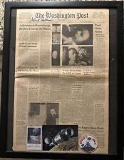 Michael Collins Signed Wash Post 7/18/69.  COA Nova Space w photos/patch Framed picture