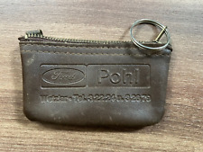 Vintage Ford Danish Leather Keychain Pouch - Rare 1980s Car Dealership picture