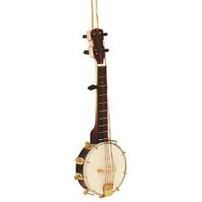 5 Inch Wooden Banjo Ornament Christmas X-Mas Gift Holiday Instrument 5 String picture