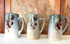 Antique Weller Pottery Hand Painted Etna Mugs - Grape Decoration (Set of 3) picture