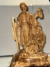 Unique Hand Made Holy Family Statue Made From Natural Olive Wood In The Holyland picture