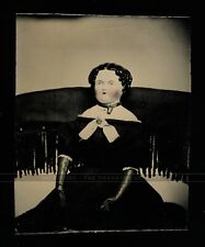 miniature tintype photo china head doll In Chair Unusual Victorian Antiques picture