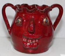 2004 MICKEY COOK RED RUFFLED FACE VASE POTTERY VALE NC CHARLES LISK APPRENTICE picture