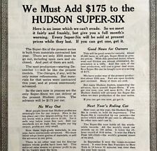 1916 Hudson Super Six Automobilia Advertisement Motor Car 9.5 x 7
