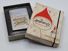 1969 Zippo Lighter, Running Deer, Hunting, Outdoors, With Box, New Insert picture