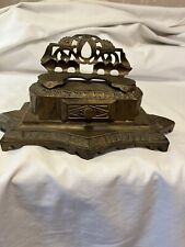 Vintage Brass Inkwell Antique Casing with Drawer , no glass inserts picture