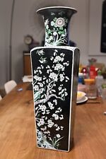 A 19th Century Chinese Export Famille Noir Square Vase with Kangxi Mark picture