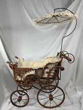 Antique Victorian Baby Doll Stroller With Umbrella Stunning Condition picture