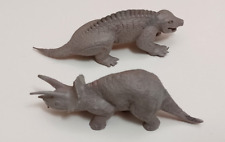 Marx 2 Small Mold Dinosaurs Marbled 1950s Vintage Plastic Prehistoric Playset picture