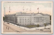 Washington DC, US Treasury Building & Washington Monument, Vintage Postcard picture