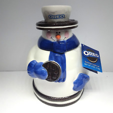 Nabisco Oreo Cookie Jar Snowman Ceramic Winter Chanukah Christmas Holiday 2001 picture