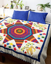 Hand Applique Lone Star with Patriotic accents FINISHED QUILT - Queen, Elegance picture