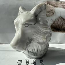 1pc Natural howlite Quartz wolf head carving Reiki Goddess Healing skull 2.6