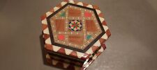 Vintage Spanish Marquetry Wooden Jewelry Box w/ Inlay Latch Hinges Lid 3 3/4