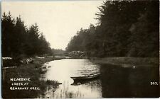 RPPC GEARHART OREGON 1911 BOAT & BRIDGE AT NEACOXIE CREEK CLATSOP COUNTY OR C9 picture