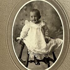 Antique Cabinet Card Photograph Adorable Baby Lace Dress Itty Bitty Boots picture