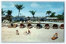 c1950's Palm Ocean Villas Sun Bathing Tourists Pompano Beach Florida FL Postcard picture