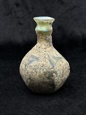Wonderful Authentic Ancient Roman Glass Iridescent Patina Restored Bottle picture