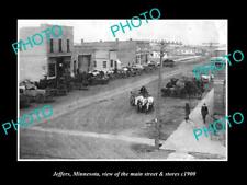 OLD LARGE HISTORIC PHOTO OF JEFFERS MINNESOTA THE MAIN STREET & STORES c1900 picture