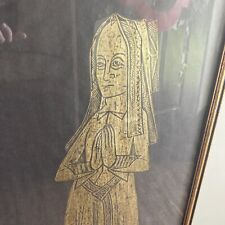 British Brass Rubbing Unknown Subject 40”x17”Vintage Lady England picture