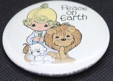 1990 Samuel J Butcher Precious Moments Peace on Earth Pin Button Lion Lamb Angel picture