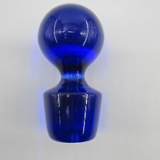 Rare Vintage Large Solid Round Cobalt Blue Glass Bottle Decanter Stopper 4” Tall picture