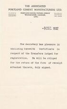The ASSOCIATED PORTLAND CEMENT MANUFACTURERS LTD. 1932 Enclosing Letter Rf 46297 picture