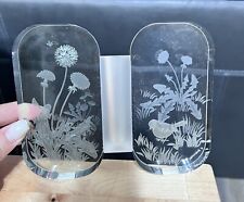 Vintage Acrylic Tranquility Bud Vase w Bird and Flowers Signed V Buescher Boxed picture