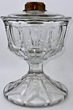 Antique QUARTERED BLOCK Kerosene Oil Stand Lamp Elegant Glass 1880sc THURO 1-299 picture