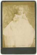 CIRCA 1890'S CABINET CARD Adorable Little Baby In White Dress J.B. Parsons picture