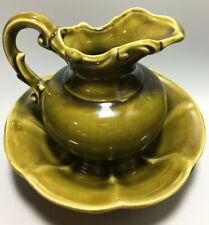Vintage McCoy Green Mini Pitcher and Bowl Two Piece Set - 20 ounce- Made In USA picture