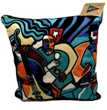 The New Musicians Jazz Pillow 16x16 Decorative Picasso style Needlepoint picture