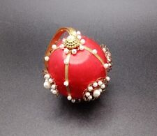 Vintage Red and Gold Hand Beaded Sequined Christmas Ornament picture