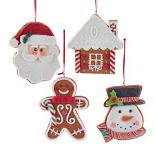 Cookie 3-D Ornament Set 4 Santa Snowman Gingerbread 4.75